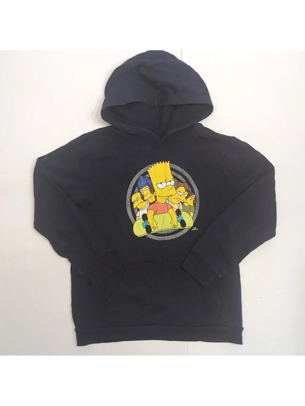 The Simpsons Old Navy Youth Hooded Sweatshirt Size XL Blue Bart Skateboard